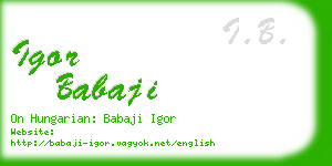 igor babaji business card
